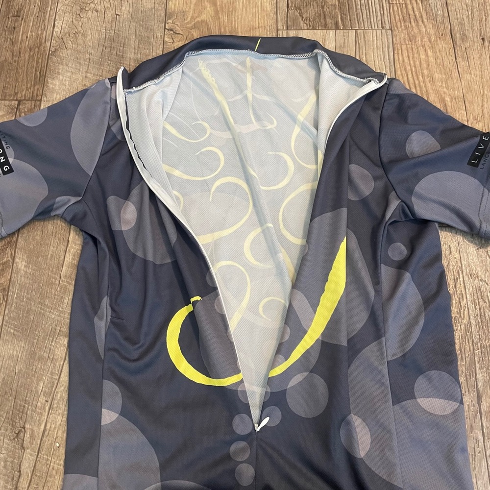 Livestrong Lance Armstrong Foundation Cycling Jersey Mens Medium Grey‎ Yellow - Picture 2 of 9